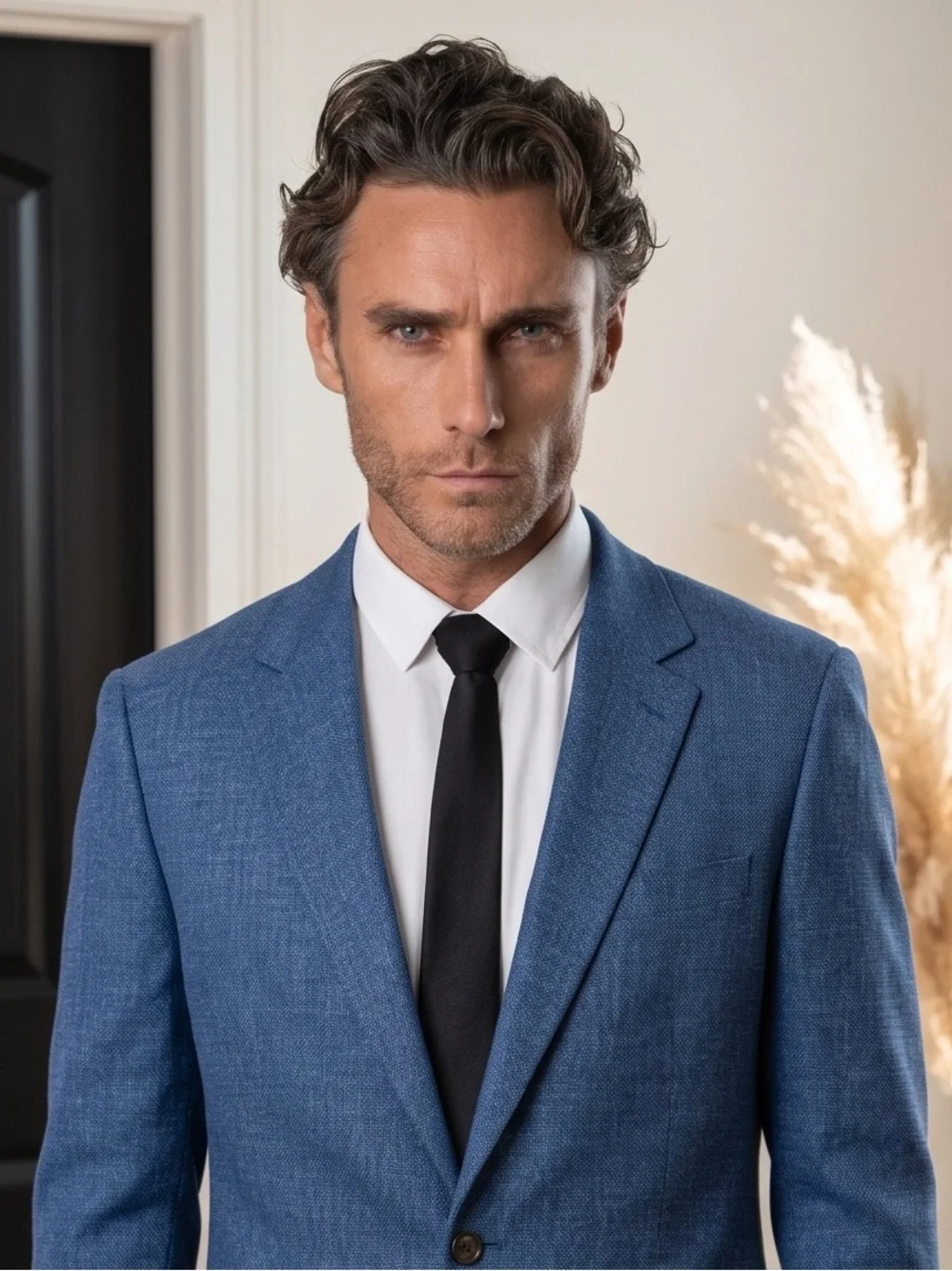 Men's Tailored Blue Textured Sport Coat